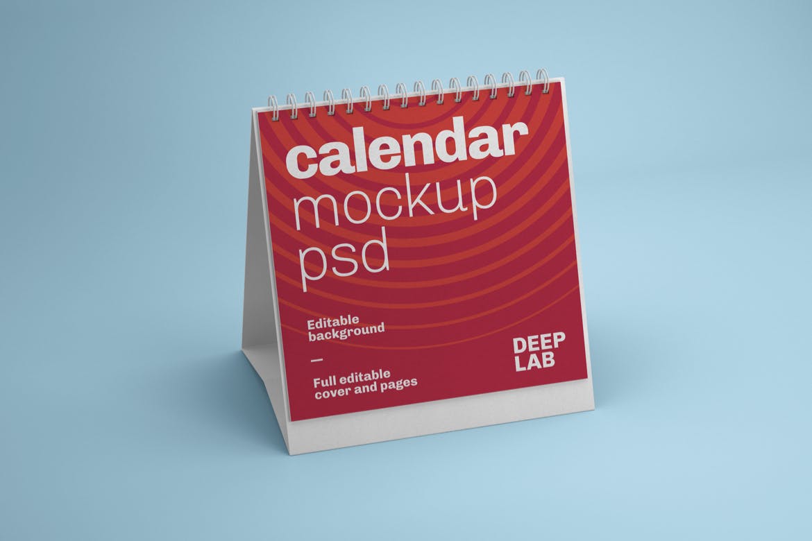 方形活页翻页台历设计样机集 Square Desk Calendar Mockup Set(图3)