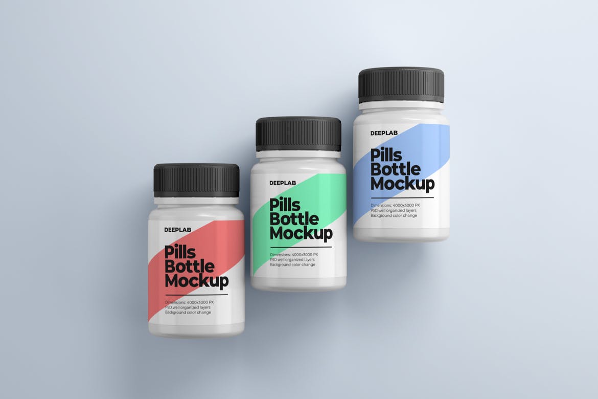 药物药丸瓶包装设计样机集 Medical Pill Bottle Mockup Set(图2)