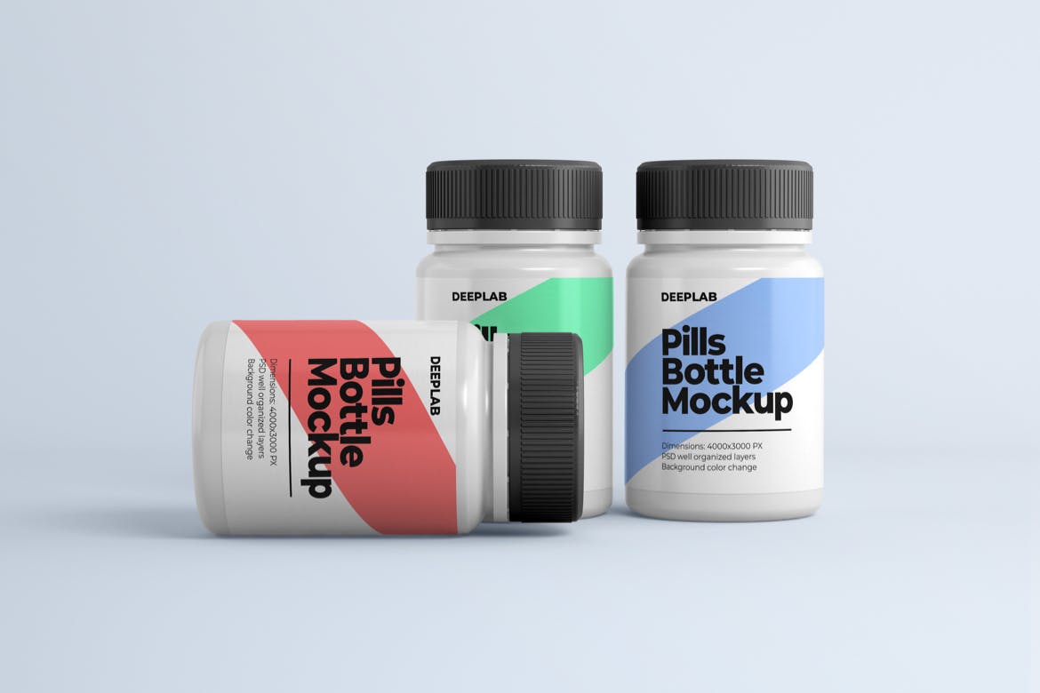 药物药丸瓶包装设计样机集 Medical Pill Bottle Mockup Set(图3)